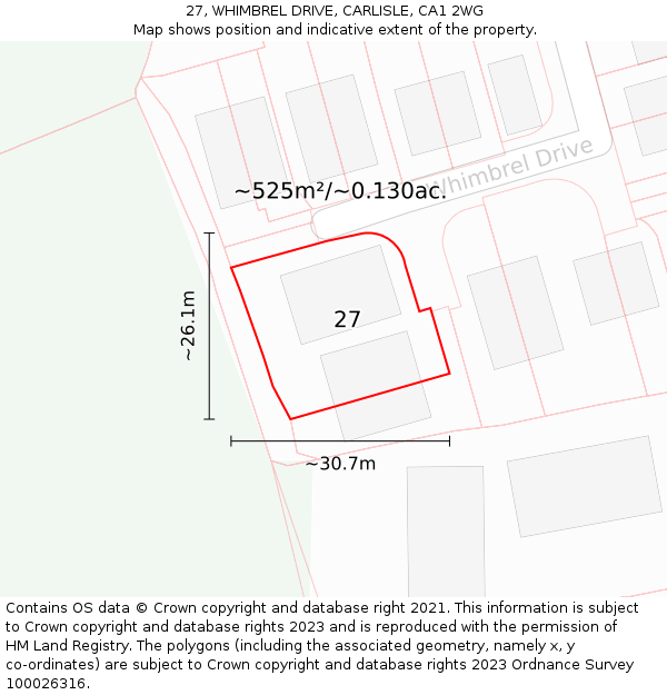 27, WHIMBREL DRIVE, CARLISLE, CA1 2WG: Plot and title map