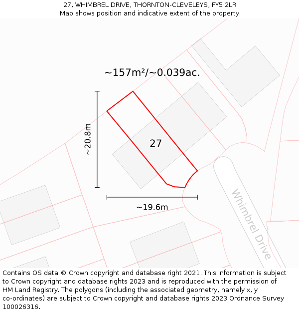 27, WHIMBREL DRIVE, THORNTON-CLEVELEYS, FY5 2LR: Plot and title map