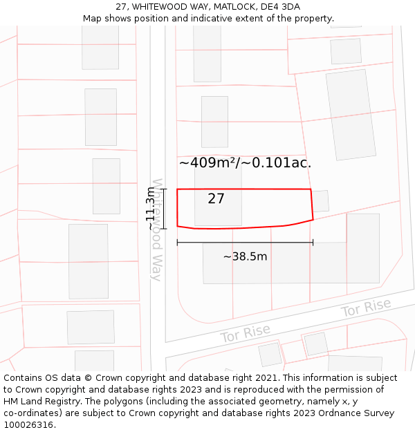 27, WHITEWOOD WAY, MATLOCK, DE4 3DA: Plot and title map