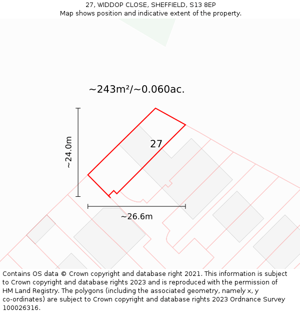 27, WIDDOP CLOSE, SHEFFIELD, S13 8EP: Plot and title map