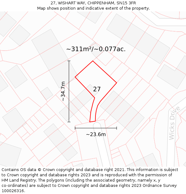 27, WISHART WAY, CHIPPENHAM, SN15 3FR: Plot and title map