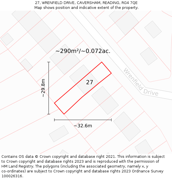 27, WRENFIELD DRIVE, CAVERSHAM, READING, RG4 7QE: Plot and title map