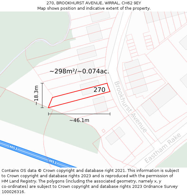 270, BROOKHURST AVENUE, WIRRAL, CH62 9EY: Plot and title map