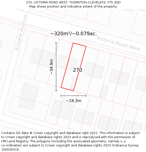 270, VICTORIA ROAD WEST, THORNTON-CLEVELEYS, FY5 3QD: Plot and title map