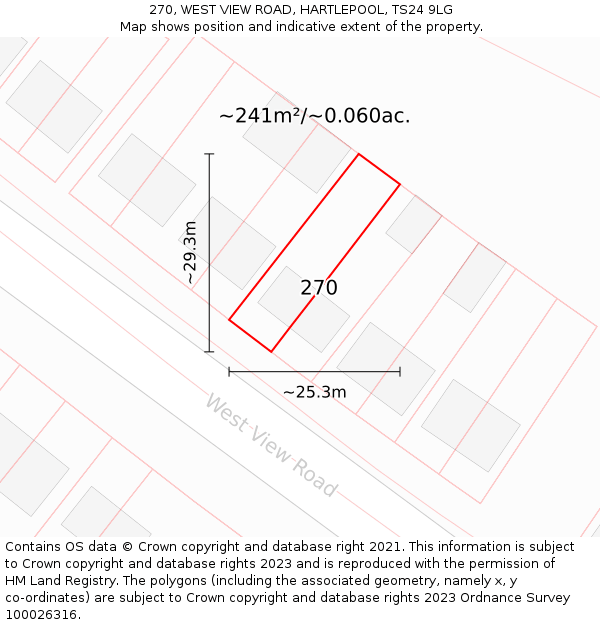 270, WEST VIEW ROAD, HARTLEPOOL, TS24 9LG: Plot and title map