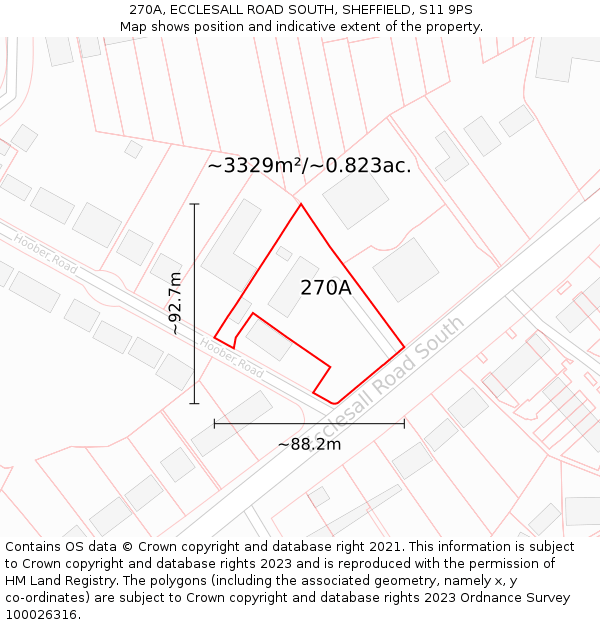 270A, ECCLESALL ROAD SOUTH, SHEFFIELD, S11 9PS: Plot and title map