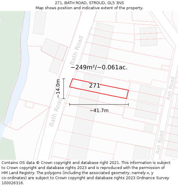 271, BATH ROAD, STROUD, GL5 3NS: Plot and title map