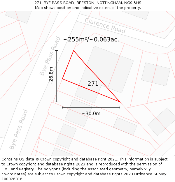 271, BYE PASS ROAD, BEESTON, NOTTINGHAM, NG9 5HS: Plot and title map