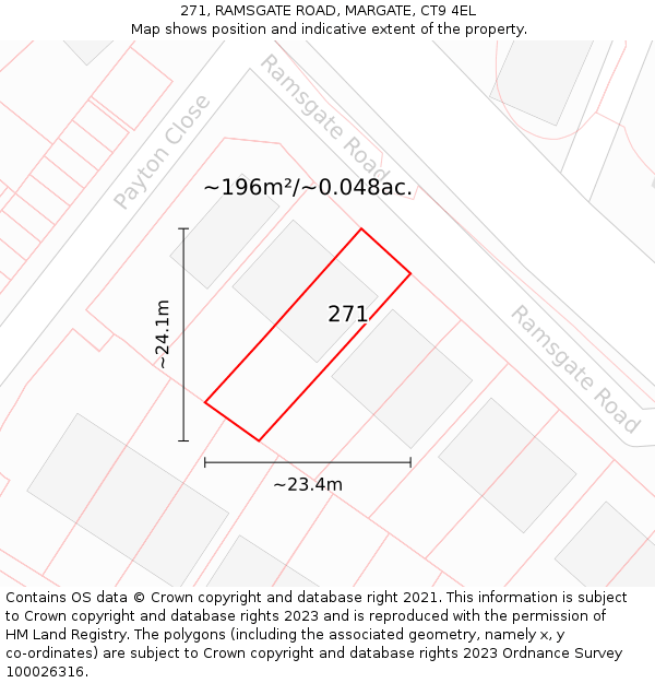 271, RAMSGATE ROAD, MARGATE, CT9 4EL: Plot and title map
