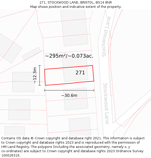 271, STOCKWOOD LANE, BRISTOL, BS14 8NR: Plot and title map