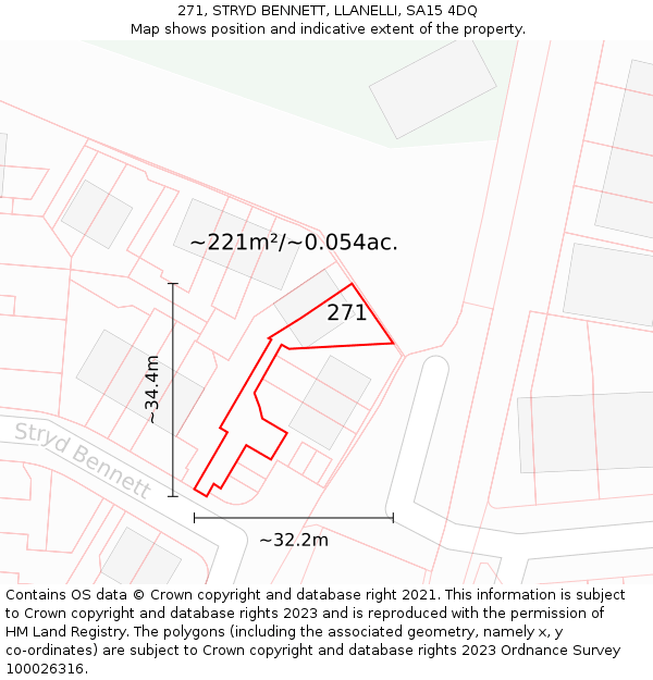 271, STRYD BENNETT, LLANELLI, SA15 4DQ: Plot and title map