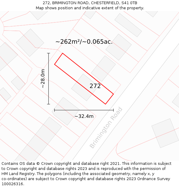 272, BRIMINGTON ROAD, CHESTERFIELD, S41 0TB: Plot and title map