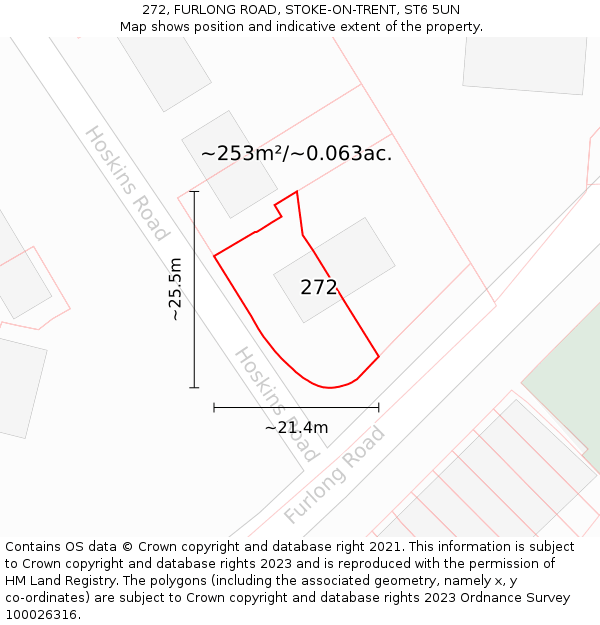 272, FURLONG ROAD, STOKE-ON-TRENT, ST6 5UN: Plot and title map
