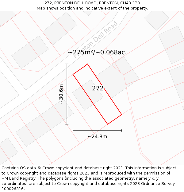 272, PRENTON DELL ROAD, PRENTON, CH43 3BR: Plot and title map