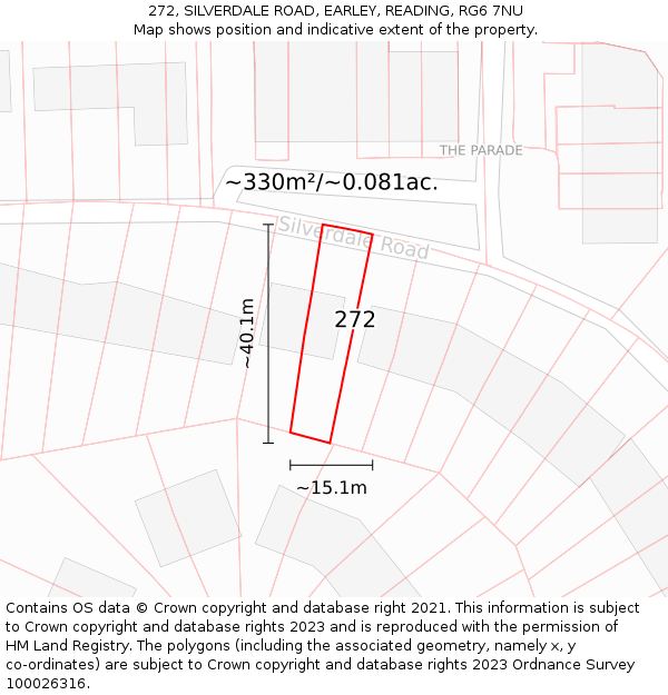 272, SILVERDALE ROAD, EARLEY, READING, RG6 7NU: Plot and title map