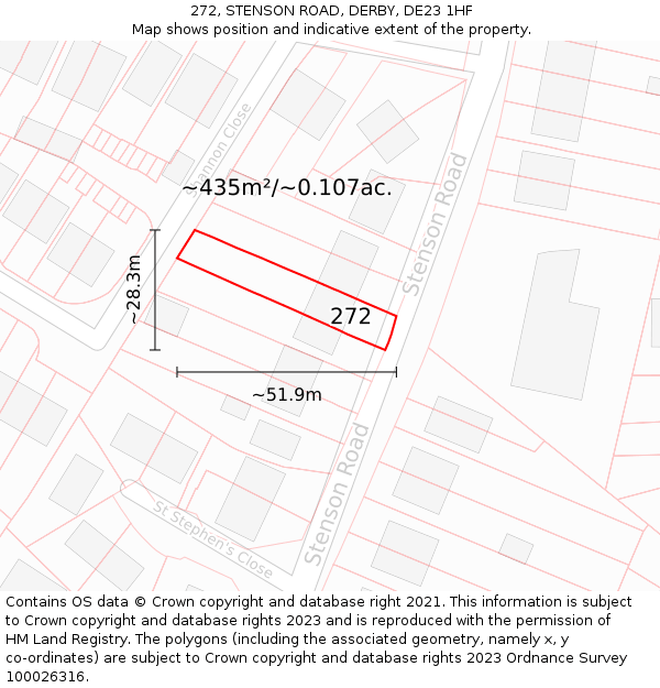272, STENSON ROAD, DERBY, DE23 1HF: Plot and title map