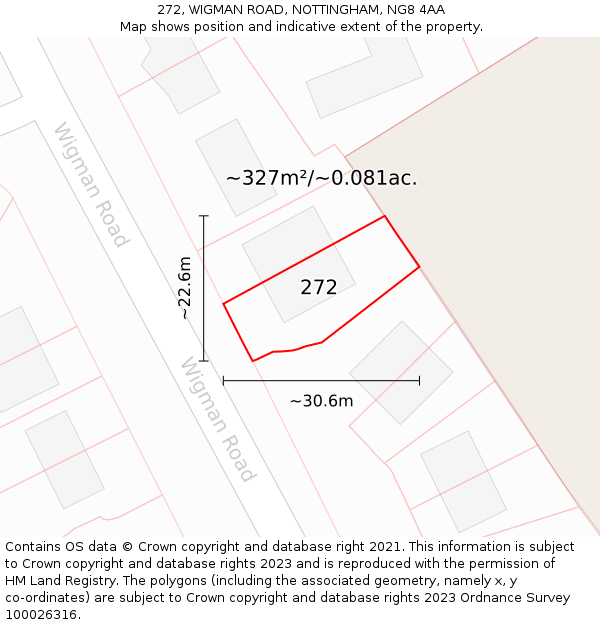 272, WIGMAN ROAD, NOTTINGHAM, NG8 4AA: Plot and title map