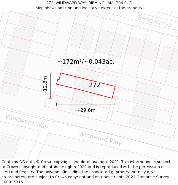 272, WINDWARD WAY, BIRMINGHAM, B36 0UD: Plot and title map