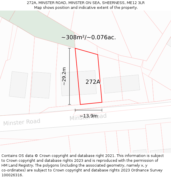 272A, MINSTER ROAD, MINSTER ON SEA, SHEERNESS, ME12 3LR: Plot and title map