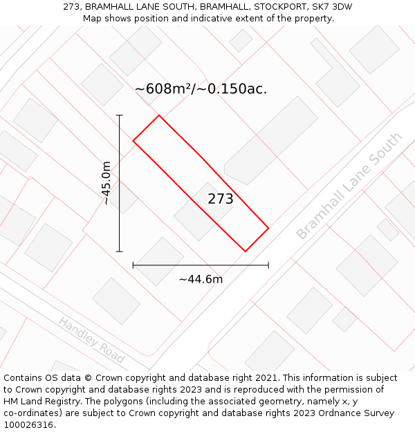 273, BRAMHALL LANE SOUTH, BRAMHALL, STOCKPORT, SK7 3DW: Plot and title map
