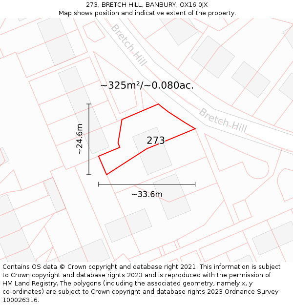 273, BRETCH HILL, BANBURY, OX16 0JX: Plot and title map
