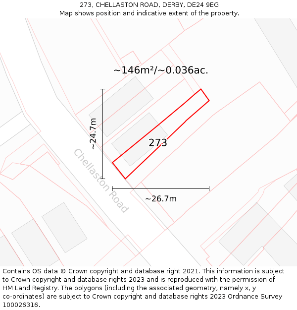 273, CHELLASTON ROAD, DERBY, DE24 9EG: Plot and title map