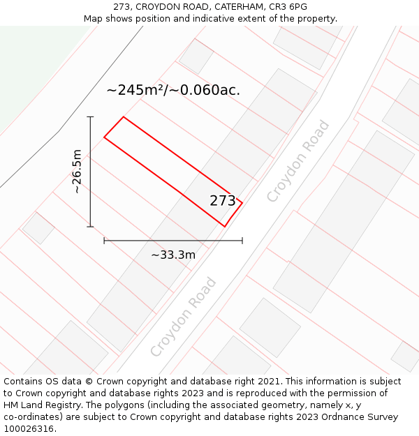 273, CROYDON ROAD, CATERHAM, CR3 6PG: Plot and title map