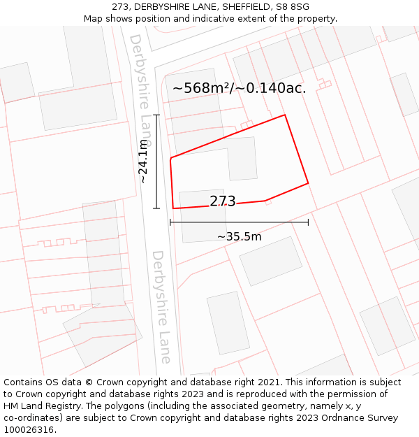 273, DERBYSHIRE LANE, SHEFFIELD, S8 8SG: Plot and title map