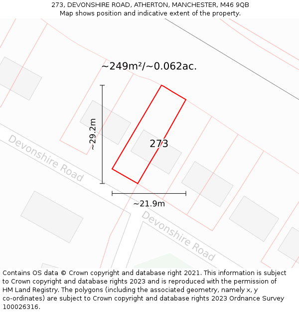 273, DEVONSHIRE ROAD, ATHERTON, MANCHESTER, M46 9QB: Plot and title map