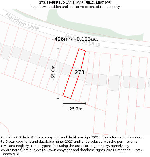 273, MARKFIELD LANE, MARKFIELD, LE67 9PR: Plot and title map