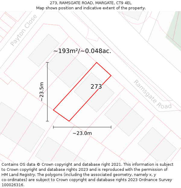 273, RAMSGATE ROAD, MARGATE, CT9 4EL: Plot and title map