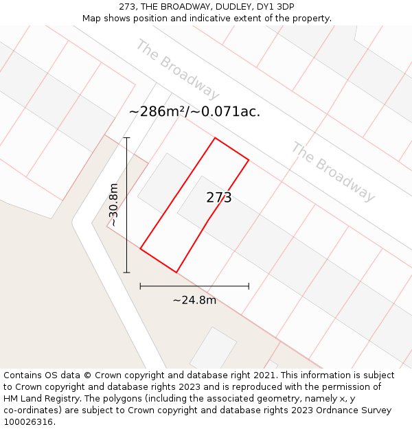 273, THE BROADWAY, DUDLEY, DY1 3DP: Plot and title map
