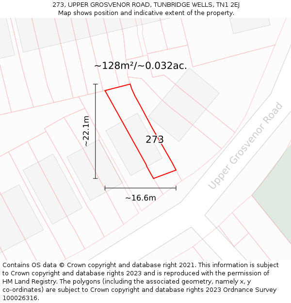 273, UPPER GROSVENOR ROAD, TUNBRIDGE WELLS, TN1 2EJ: Plot and title map