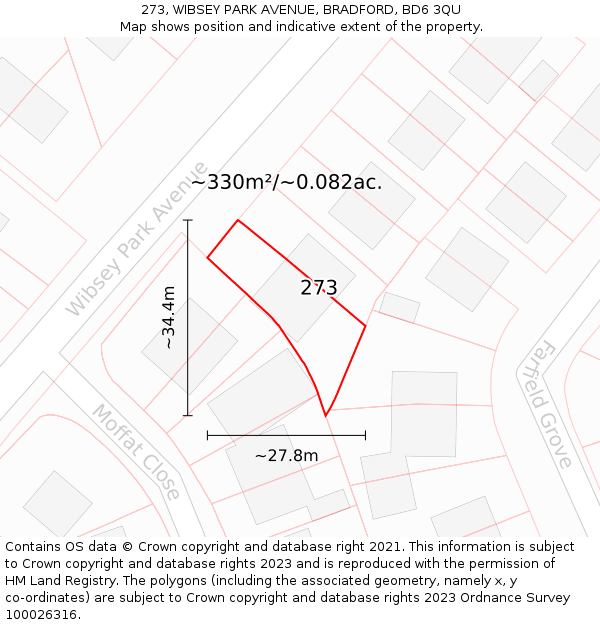 273, WIBSEY PARK AVENUE, BRADFORD, BD6 3QU: Plot and title map