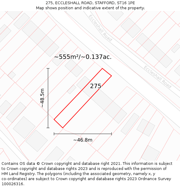 275, ECCLESHALL ROAD, STAFFORD, ST16 1PE: Plot and title map