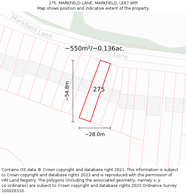 275, MARKFIELD LANE, MARKFIELD, LE67 9PR: Plot and title map