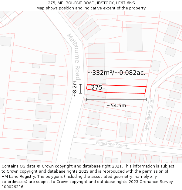 275, MELBOURNE ROAD, IBSTOCK, LE67 6NS: Plot and title map