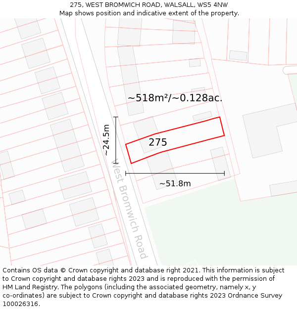 275, WEST BROMWICH ROAD, WALSALL, WS5 4NW: Plot and title map