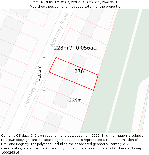276, ALDERSLEY ROAD, WOLVERHAMPTON, WV6 9NN: Plot and title map