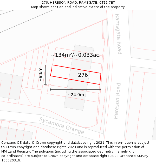 276, HERESON ROAD, RAMSGATE, CT11 7ET: Plot and title map