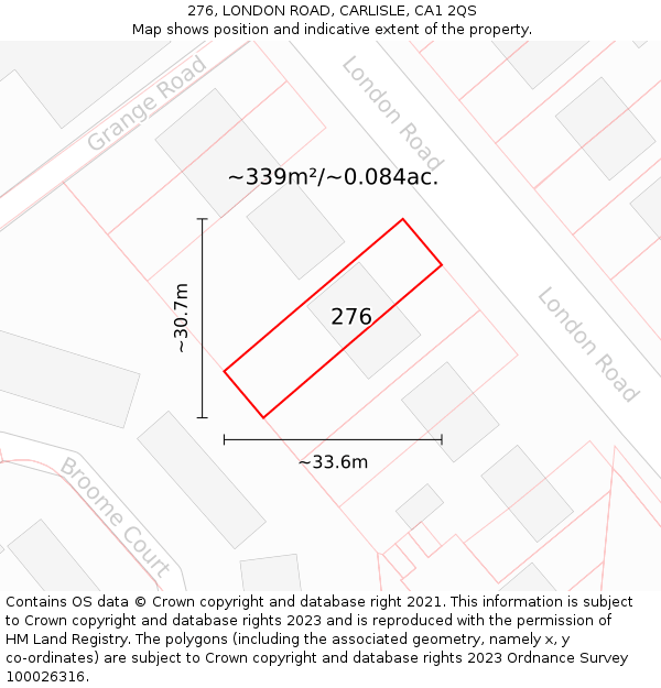 276, LONDON ROAD, CARLISLE, CA1 2QS: Plot and title map