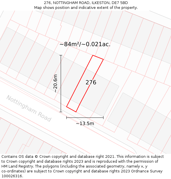 276, NOTTINGHAM ROAD, ILKESTON, DE7 5BD: Plot and title map