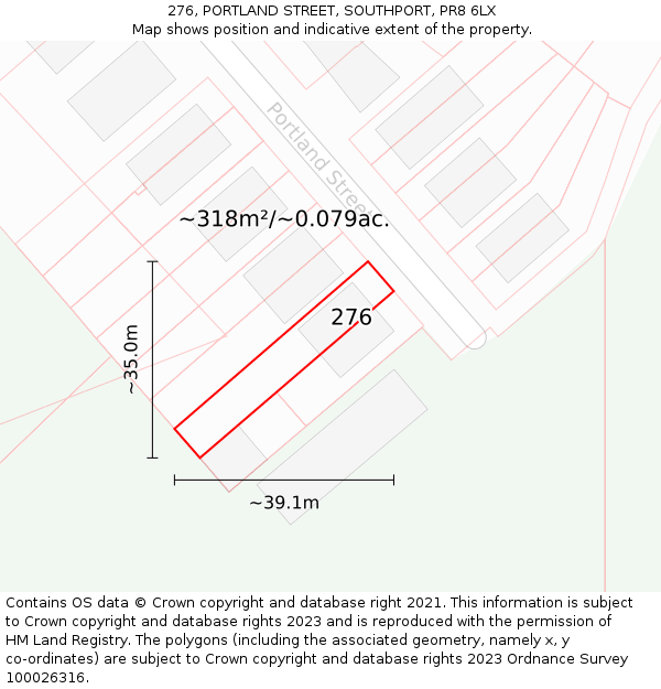 276, PORTLAND STREET, SOUTHPORT, PR8 6LX: Plot and title map