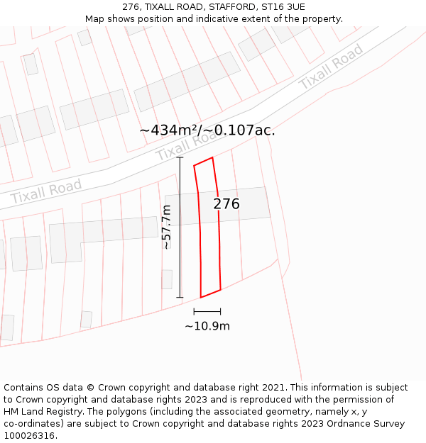 276, TIXALL ROAD, STAFFORD, ST16 3UE: Plot and title map