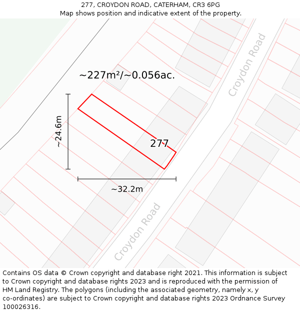 277, CROYDON ROAD, CATERHAM, CR3 6PG: Plot and title map