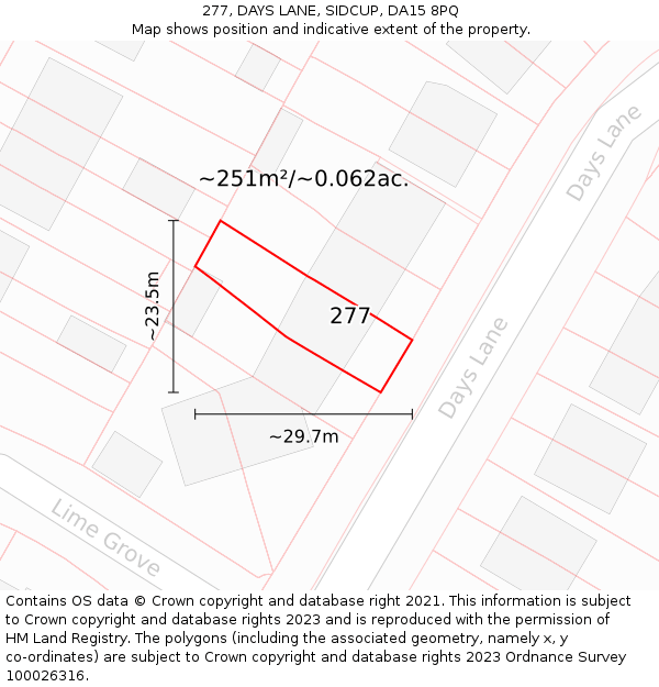 277, DAYS LANE, SIDCUP, DA15 8PQ: Plot and title map