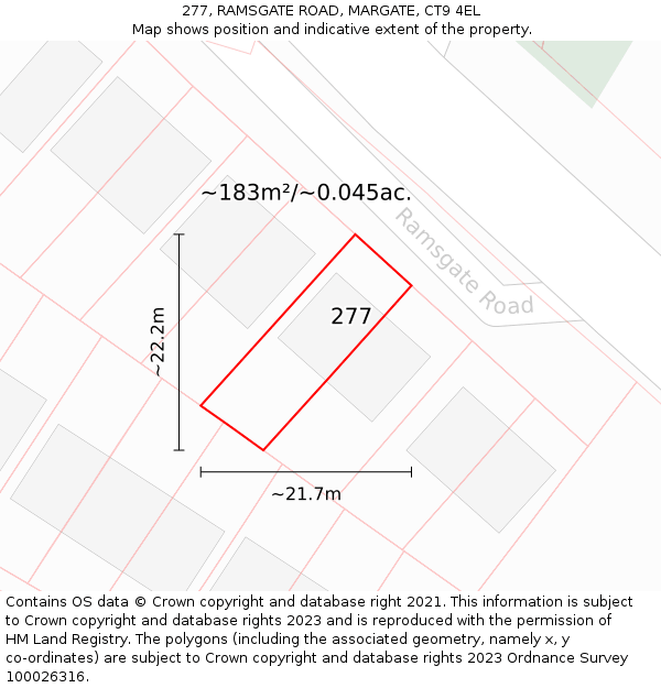 277, RAMSGATE ROAD, MARGATE, CT9 4EL: Plot and title map