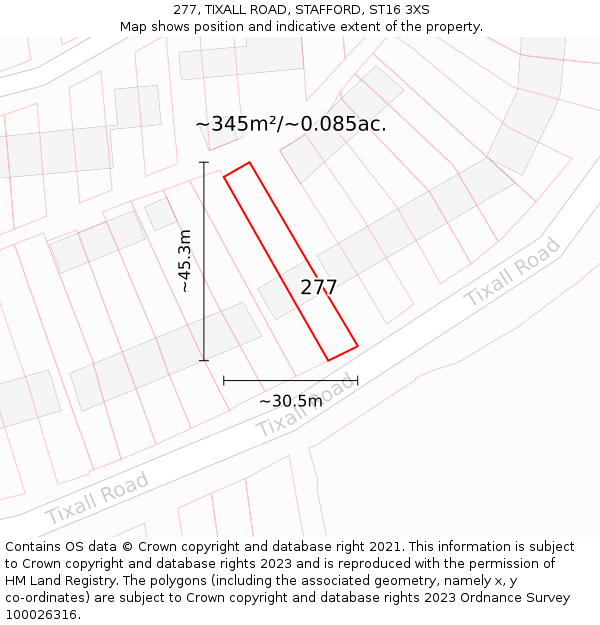 277, TIXALL ROAD, STAFFORD, ST16 3XS: Plot and title map