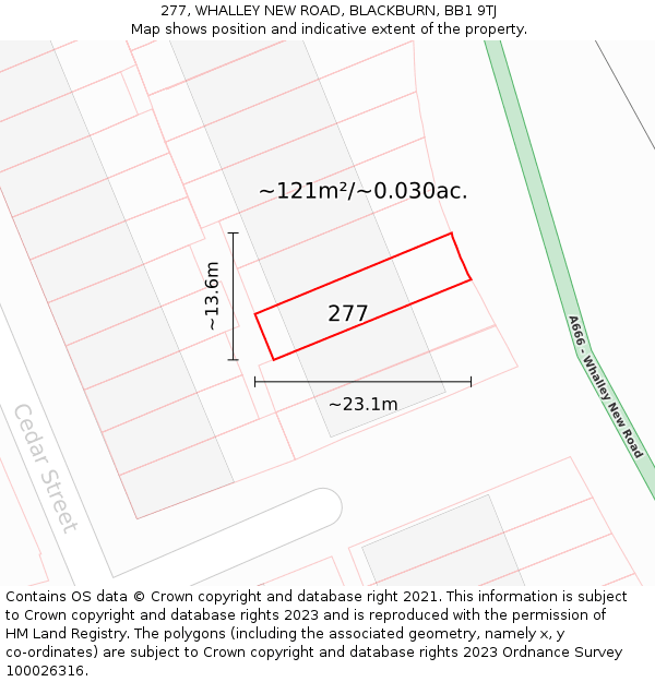 277, WHALLEY NEW ROAD, BLACKBURN, BB1 9TJ: Plot and title map