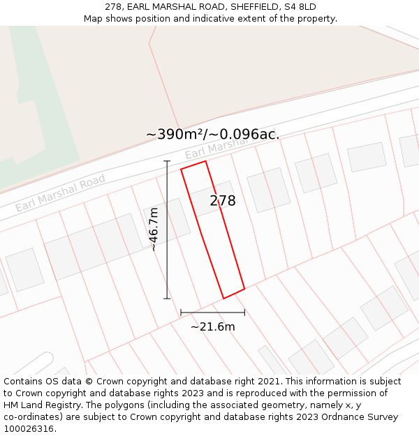 278, EARL MARSHAL ROAD, SHEFFIELD, S4 8LD: Plot and title map